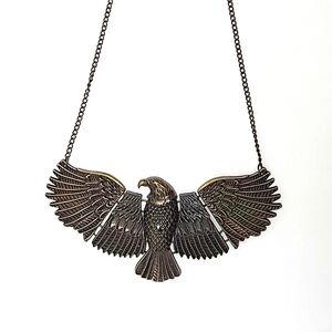 Metal embossed eagle shaped LFT necklace